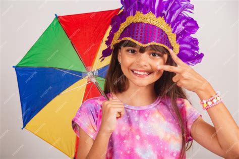 Premium Photo Beautiful Brazilian Girl Child Dressed For Carnival In