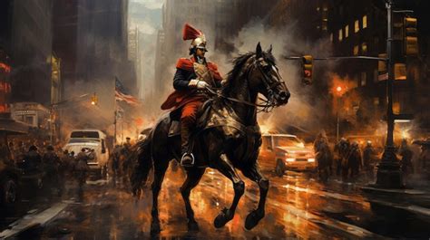 Premium Photo | Chaos Reigns Napoleon Bonaparte Battles NYC Traffic in ...