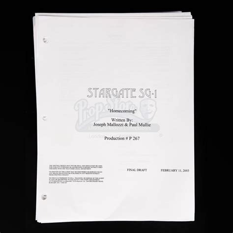 Lot # 179 - STARGATE SG-1 - Set of "Homecoming" Episode Scripts