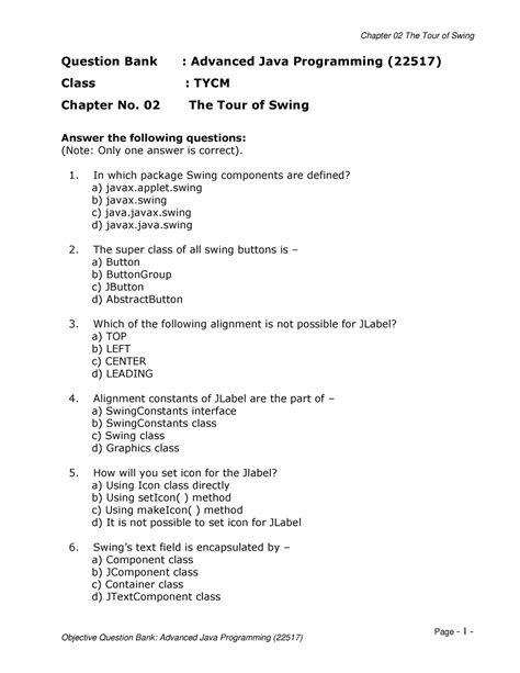 Ch2 Ch1 Page 1 Question Bank Advanced Java Programming 22517