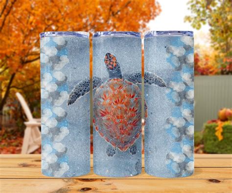 Sea Turtle Sublimation Tumbler Design Glitter Ocean Oz Skinny