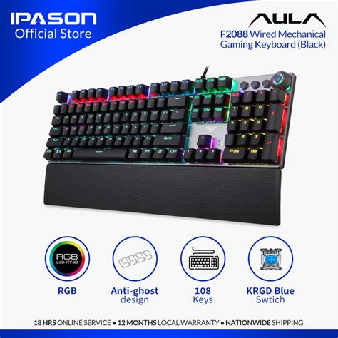 Aula F Mechanical Gaming Keyboard With Ergonomic Wrist Rest