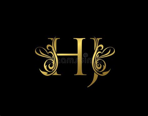 Gold H J And Hj Luxury Letter Logo Icon Graceful Royal Style Stock Vector Illustration Of