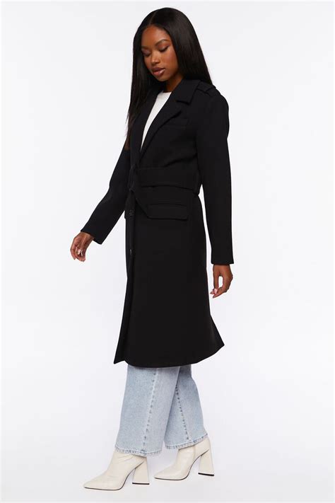 Faux Wool Belted Trench Coat