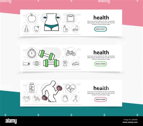 Healthy Lifestyle Horizontal Banners With Slim Waist Fruits Scales