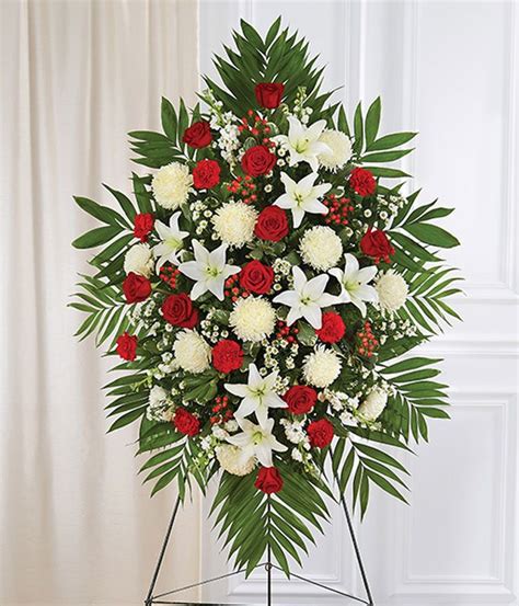 Red White Sympathy Standing Spray FlowersForYou