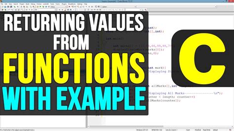 Functions Returning Values Return Statement In C Programming Video