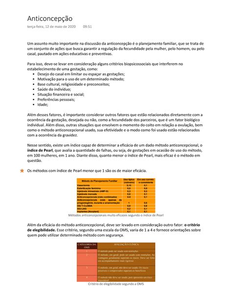 Anticoncep O Resumo Semiologia Do Adulto E Do Idoso Ufpe