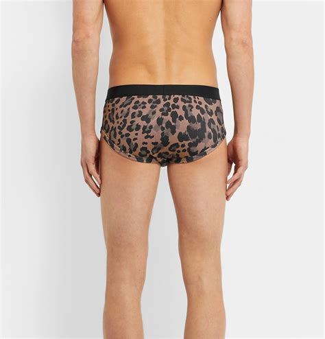 Tom Ford Leopard Print Stretch Cotton Briefs Brown Tom Ford