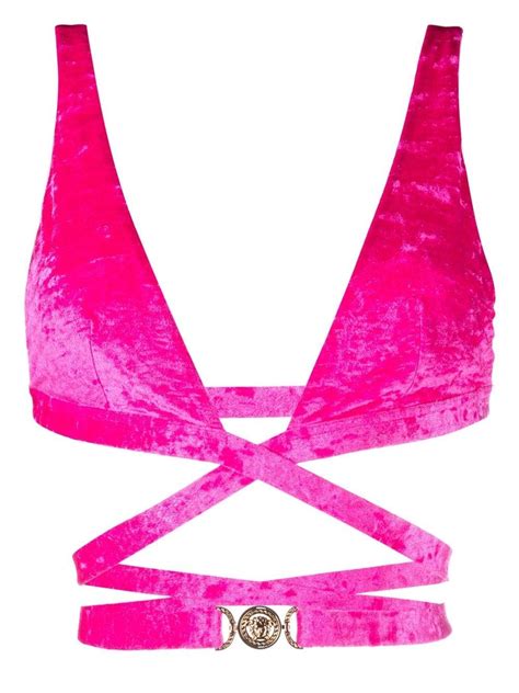 Versace Medusa Plaque Triangle Bikini Top In Pink ModeSens