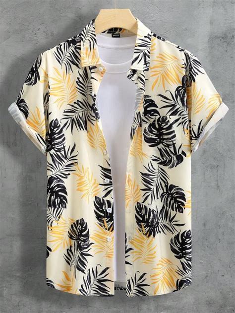 Manfinity Rsrt Men Tropical Print Button Up Shirt Shein Usa