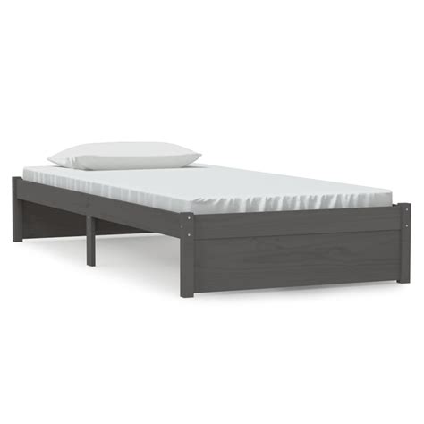 HEN Cadre De Lit Gris Bois Massif 90x190 Cm Simple HB A27 Cdiscount