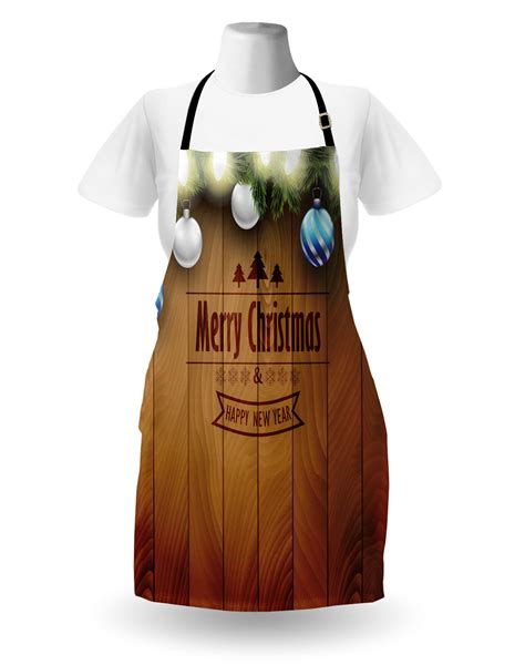 The Holiday Aisle Christmas Apron Unisex On Wood Pine Adult Size