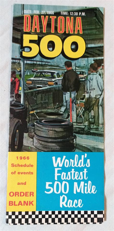 Daytona 500 1966 Speedway Schedule Of Events And Order Blank Brochure