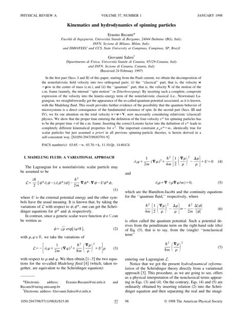 PDF Hydrodynamics Of Spinning Particles