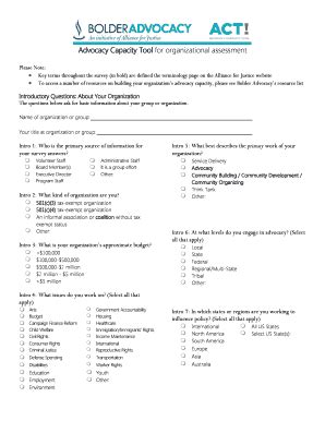 Fillable Online Advocacy Capacity Tool For Organizational Assessment