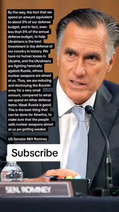 Us Senator Mitt Romney About Money For Ukraine Quotes Youtube