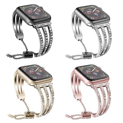 Compatible For Iwatch Bands 38mm 40mm Womens Series 5 4 3 2 1 Bling Jewelry Stainless Steel