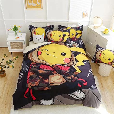 Parure De Lit Pikachu Pour Enfants Motif Dessin Animé Pokemon