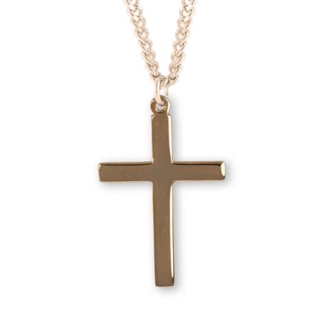 Gold Over Sterling Silver Plain Cross Hmh Religious