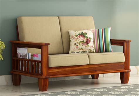 Buy Quartz 2 Seater Wooden Sofa Honey Finish Online In India Wooden