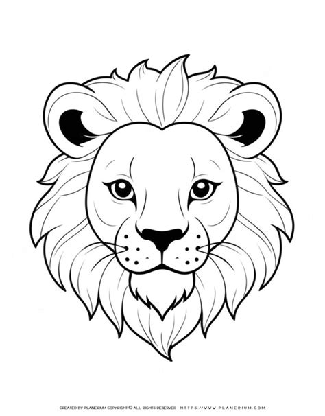 Big Lion Head Outline Coloring Page For Creative Learning