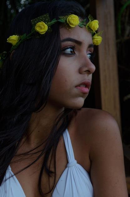 Premium Photo Close Up Of Thoughtful Woman Wearing Tiara