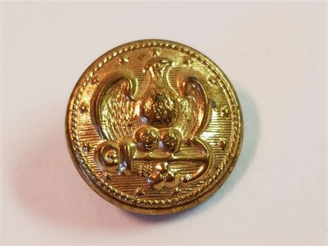 Vtg Antique Naval Navy Button Brass Anchor Eagle Military Uniform 3 4 Metal Old Antiques