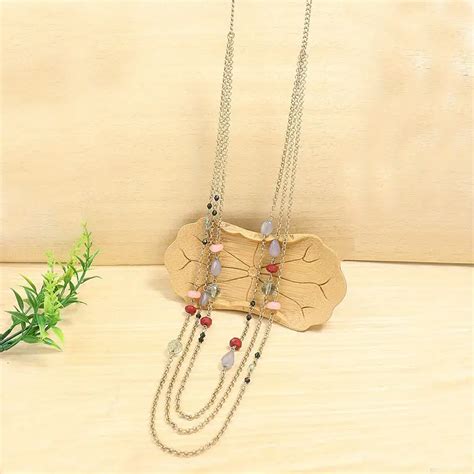 Boho Vacation Style Golden Chain Beaded Multilayer Ladies Multicolor