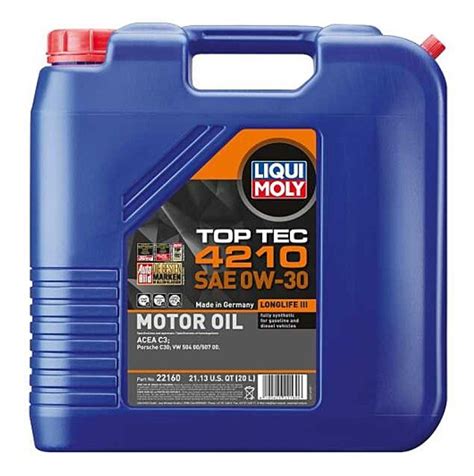 LIQUI MOLY 20L Top Tec 4210 SAE 0W-30 - 22160 - JCE Racing