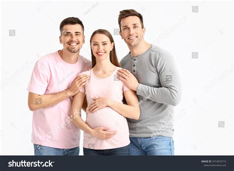 Gay Couple Pregnant Woman On White Stock Photo 1972876715 Shutterstock
