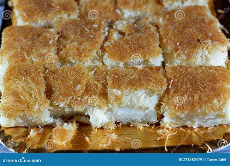 A Traditional Middle Eastern Dessert Knafeh Konafa Made With Spun