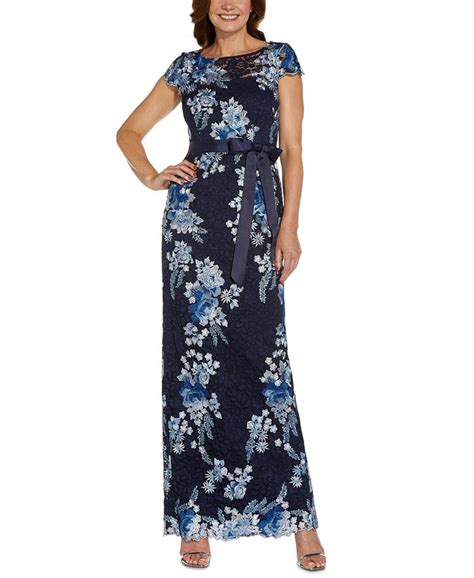 Adrianna Papell Floral Embroidered Lace Gown Macys