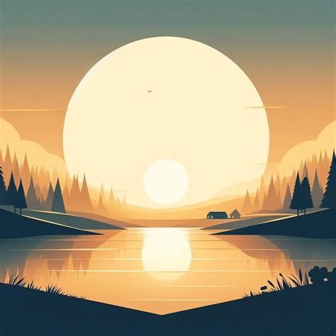 Premium Photo Early Morning Vector Illustration Peaceful Landscape