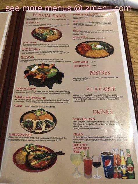 Menu At Mi Tierra Restaurant Twin Falls