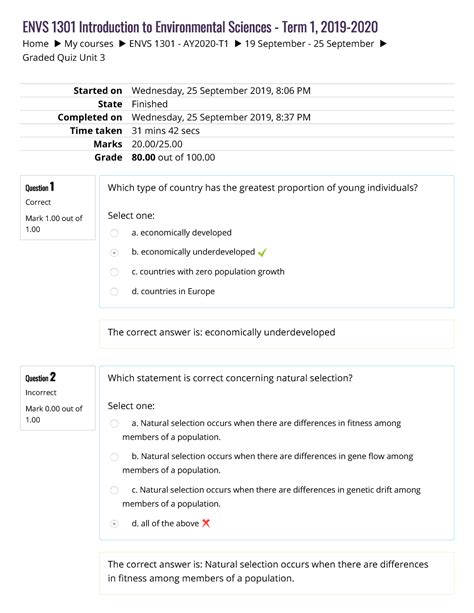 Envs Graded Quiz Unit Home My Courses Envs Ay T