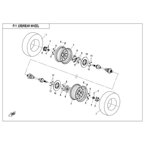 Vue Eclatee Piece Roue Arriere Cfmoto Cforce L E