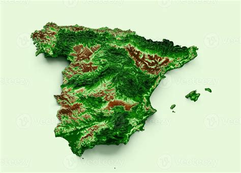 España mapa topográfico 3d mapa realista color 3d ilustración 17010421