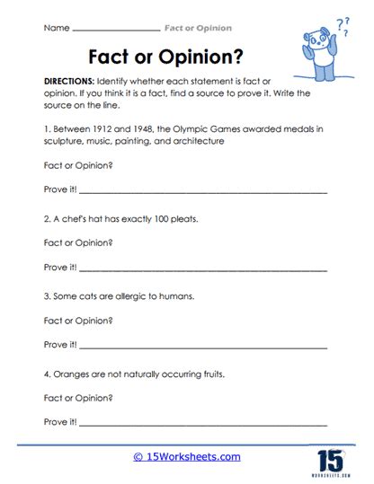 Fact or Opinion Worksheets - 15 Worksheets.com