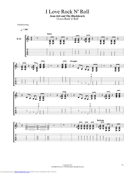 I Love Rock N Roll Guitar Pro Tab By Joan Jett Musicnoteslib