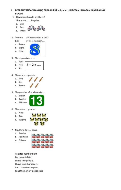 Contoh Soal Bahasa Inggris Kelas 2 Sd Berbagai Contoh