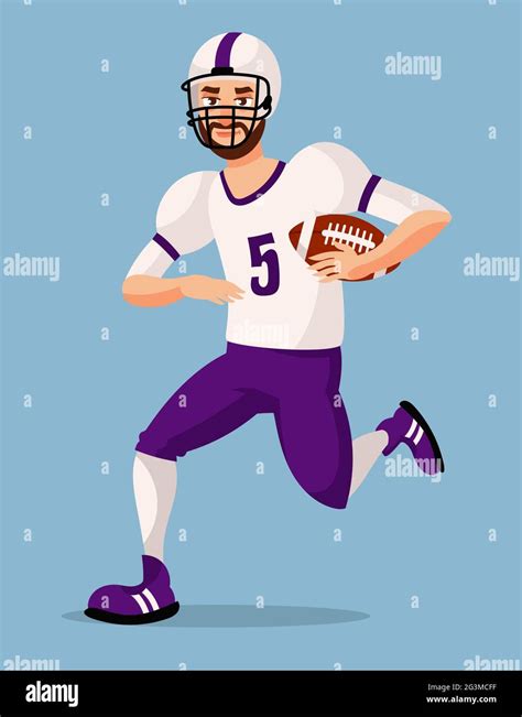 Running american football player. Male person in cartoon style Stock Vector Image & Art - Alamy