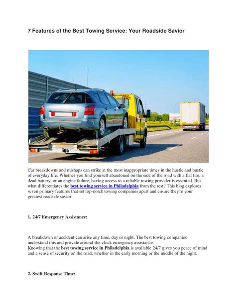 Ppt 7 Features Of The Best Towing Service Your Roadside Savior Powerpoint Presentation Id