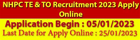 Nhpc Te And To Recruitment 2023 Apply Online Exam Result Latest Jobs