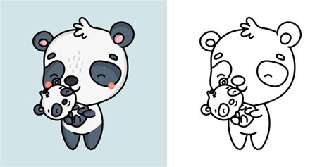 Premium Vector | Cute panda clipart illustration and black and white ...