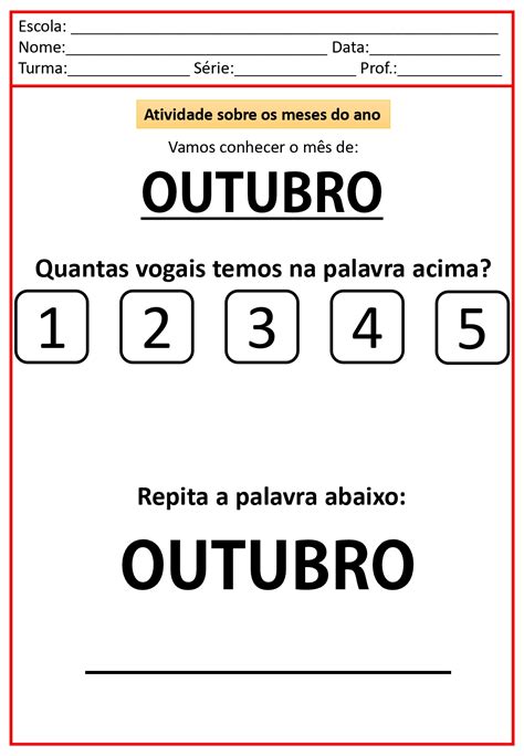 Atividades Para O M S De Outubro Atividades Para A Educa O Infantil