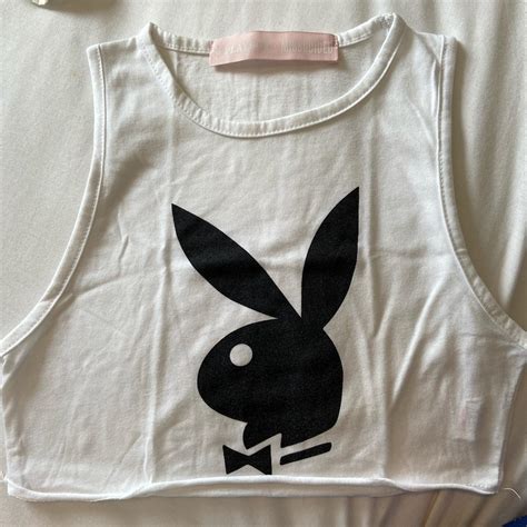 Missguided Playboy Crop Top Worn Once X Depop