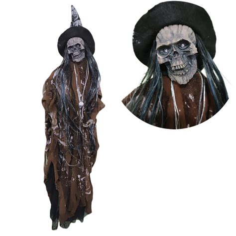 Boneco Bruxa Esqueleto Halloween Som E Luz 60cm Extra Festas