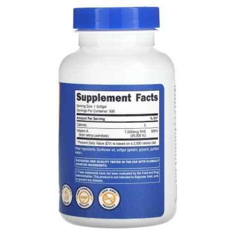 Nutricost Vitamin A Iu Softgels Count Fred Meyer