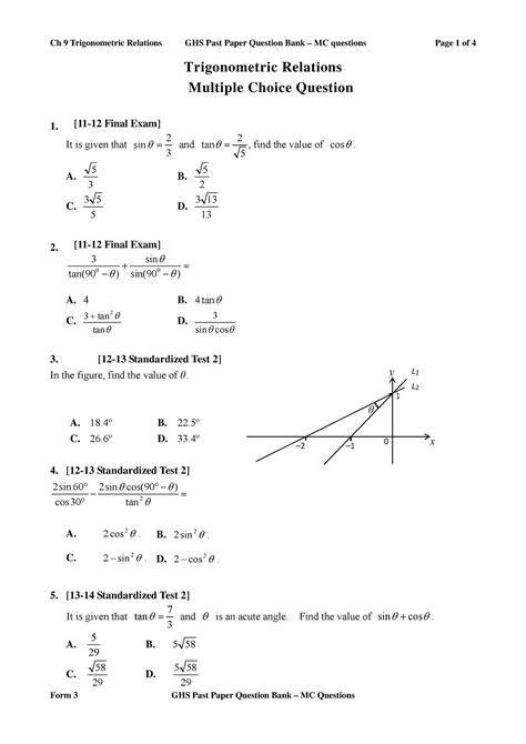 11 16 3b Ch 9 Trigonometric Relations Mc 1 ñ2 ñ 1 X Y θ 0 Trigonometric Relations Multiple